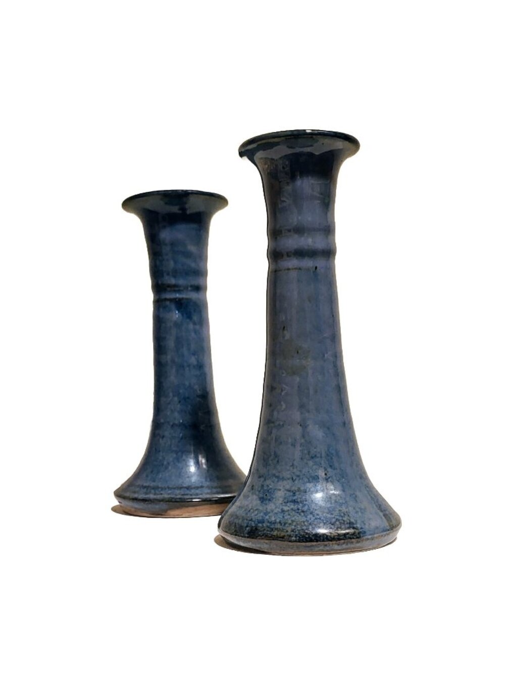 Artist Signed Studio Art Pottery Candle Holders Pair MCM